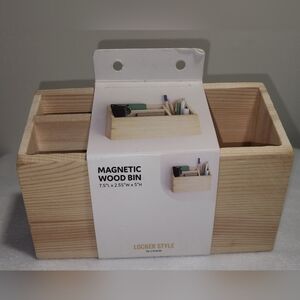 Locker Style Magnetic Wood Bin - Natural Wood